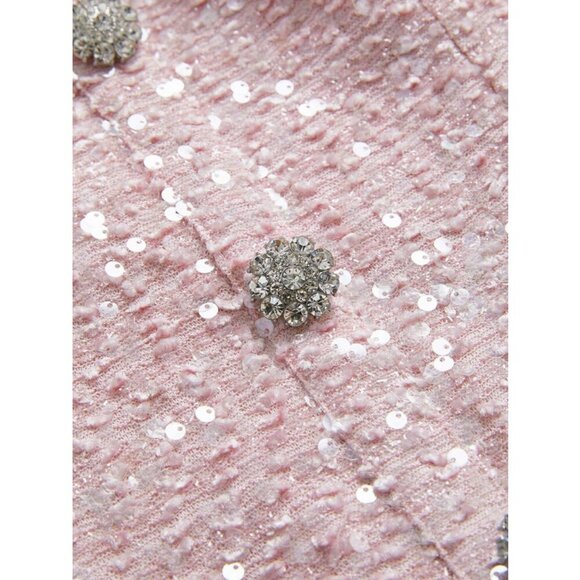 Elegant Sequin tweed Dress & Blazer 2 piece Suit Set pink - Picture 7 of 12